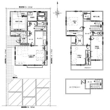 Floor plan. 33,600,000 yen, 4LDK + S (storeroom), Land area 147.78 sq m , Building area 121.75 sq m dirt floor entrance, A house with a roof balcony