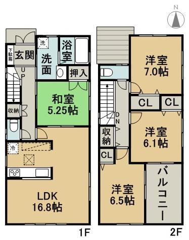Floor plan. 27.3 million yen, 4LDK, Land area 148.43 sq m , Building area 98.99 sq m