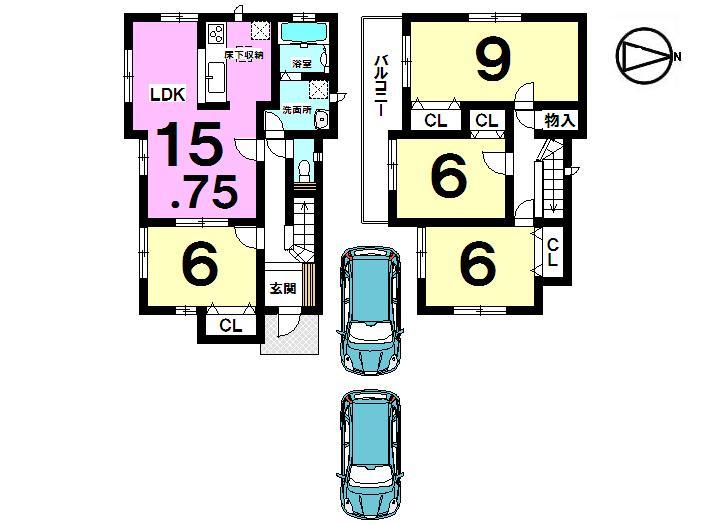 Floor plan. (A Building), Price 18,800,000 yen, 4LDK, Land area 195.99 sq m , Building area 101.04 sq m