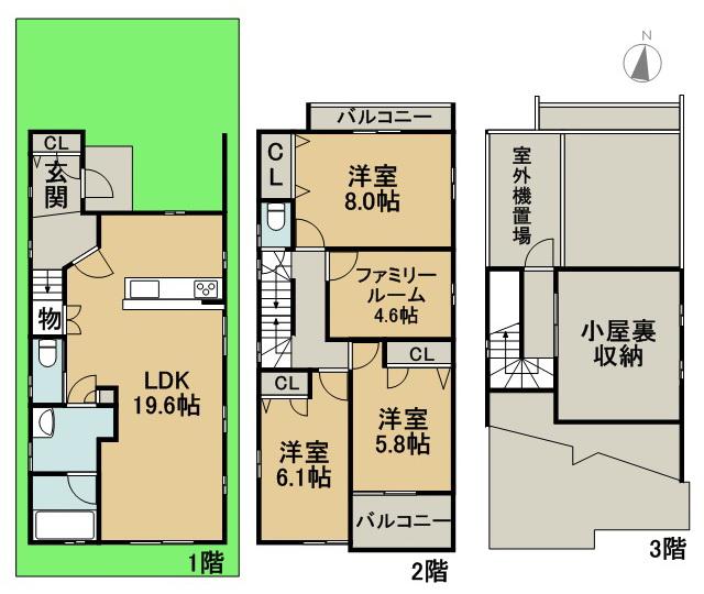Floor plan. 31,800,000 yen, 3LDK + S (storeroom), Land area 93.1 sq m , Building area 105.42 sq m