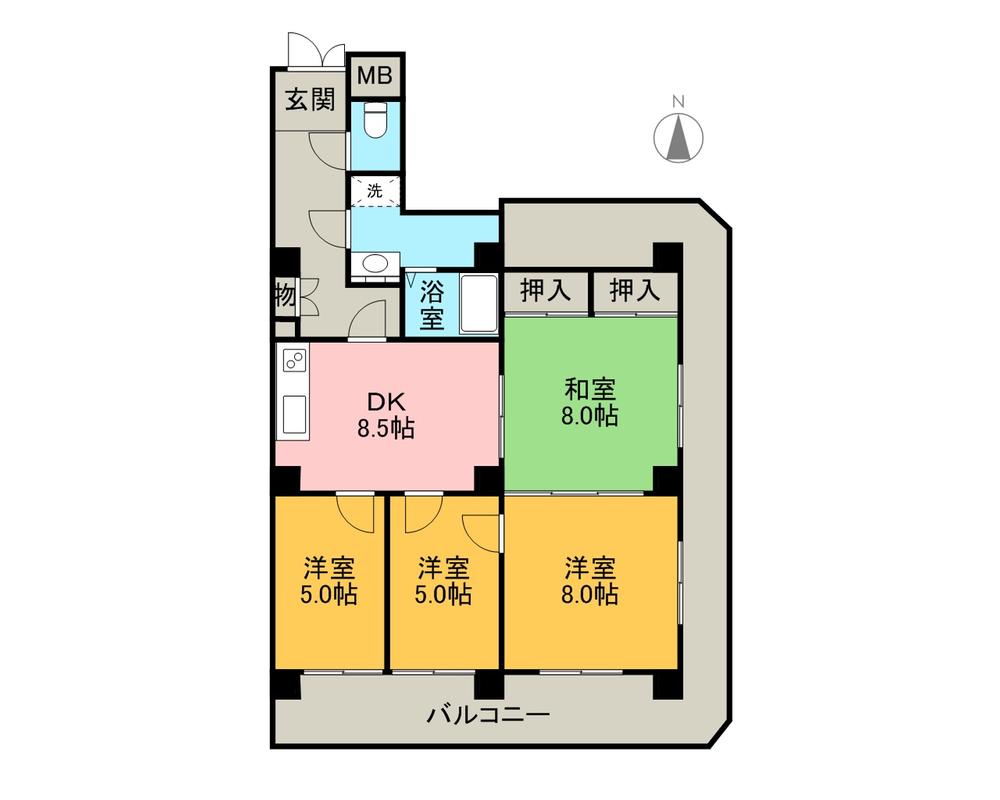 Floor plan. 4DK, Price 12.8 million yen, Occupied area 76.86 sq m , Balcony area 24.86 sq m