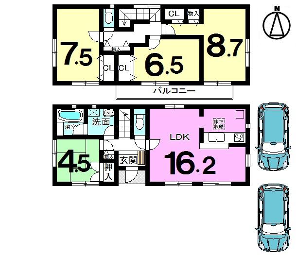 Floor plan. (Building 2), Price 21 million yen, 4LDK, Land area 142.82 sq m , Building area 99.22 sq m