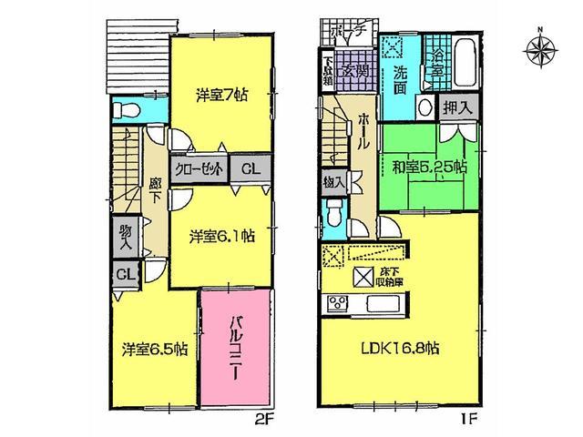 Floor plan. 27.3 million yen, 4LDK, Land area 148.43 sq m , Building area 98.99 sq m floor plan