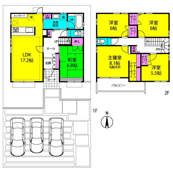 Floor plan. 38,800,000 yen, 5LDK, Land area 185.98 sq m , Building area 122.57 sq m