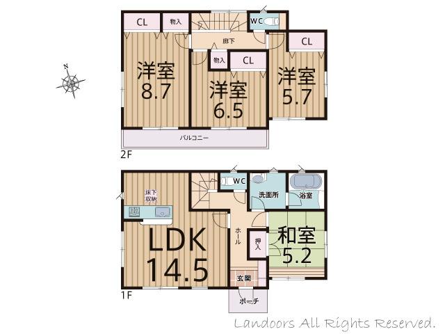 Floor plan. 24 million yen, 4LDK, Land area 141.59 sq m , Building area 98.02 sq m floor plan