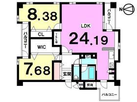 Floor plan. 2LDK, Price 10 million yen, Occupied area 80.02 sq m , Balcony area 14.5 sq m