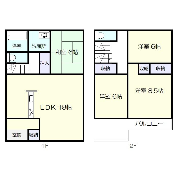 Floor plan. (Building 2), Price 25,800,000 yen, 4LDK, Land area 140.63 sq m , Building area 104.34 sq m