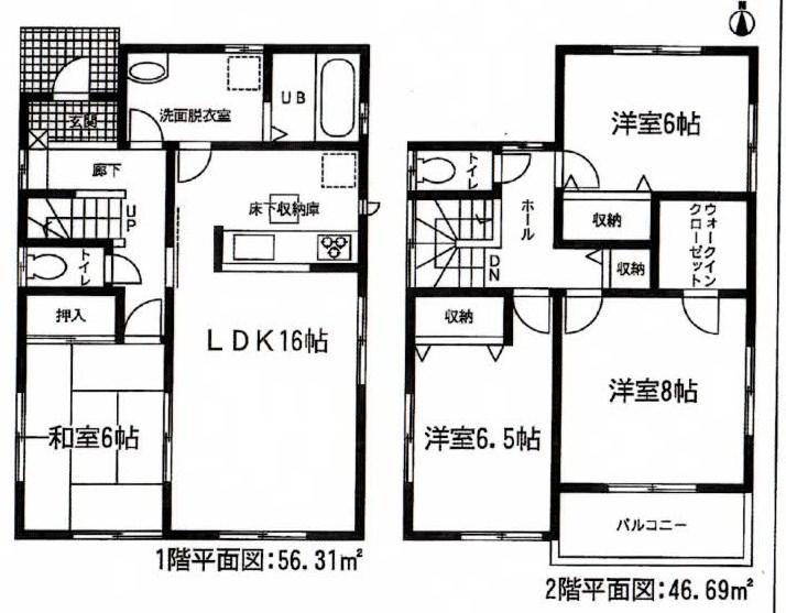 Floor plan. Price 30,800,000 yen, 4LDK, Land area 130.96 sq m , Building area 106 sq m
