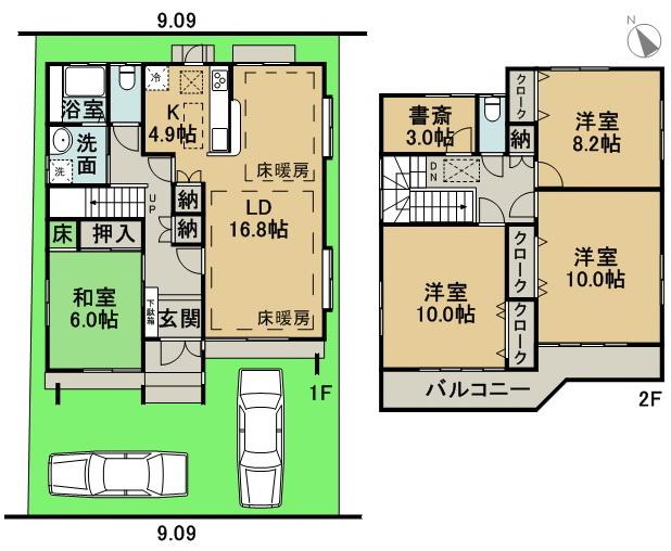 Floor plan. 23,300,000 yen, 4LDK + S (storeroom), Land area 132.26 sq m , Building area 136.94 sq m