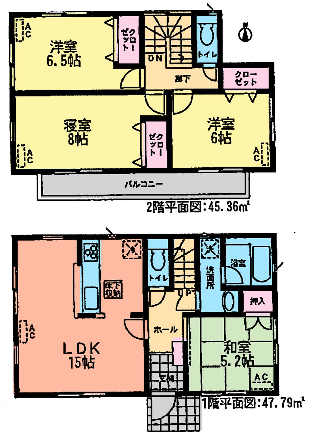 Floor plan. (Building 2), Price 23 million yen, 4LDK, Land area 150.51 sq m , Building area 93.15 sq m