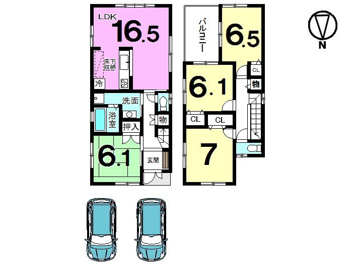 Floor plan. (Building 2), Price 27.3 million yen, 4LDK, Land area 148.43 sq m , Building area 98.99 sq m