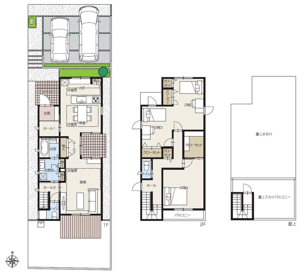 Floor plan. (No. 5 locations), Price 54,800,000 yen, 3LDK+S, Land area 173.55 sq m , Building area 121.5 sq m
