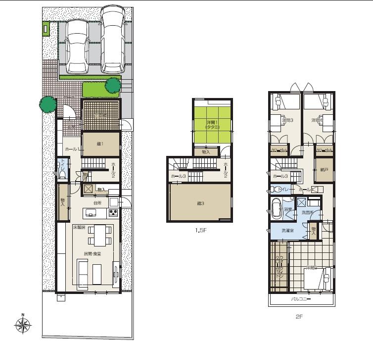 Floor plan. (No. 6 locations), Price 53,700,000 yen, 4LDK+2S, Land area 151.07 sq m , Building area 123.81 sq m