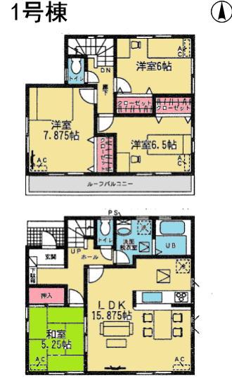 Floor plan. (1 Building), Price 18,800,000 yen, 4LDK, Land area 152.15 sq m , Building area 98.97 sq m