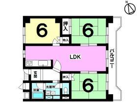 Floor plan. 3LDK, Price 5 million yen, Occupied area 61.11 sq m