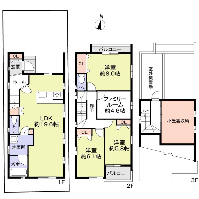 Floor plan. 31,800,000 yen, 3LDK + S (storeroom), Land area 93.1 sq m , Building area 105.42 sq m 3SLDK