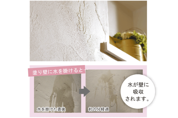 Building structure.  [wall] Diatomaceous earth and is, Phytoplankton is the clay-like mud that can be fossilized. There is also such as humidity effect is high deodorizing effect to absorb moisture, Keep the room to comfort. Also, If the wall is damaged, You can repair by spraying water (illustration)