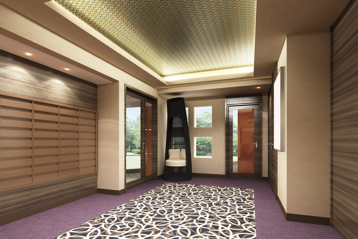 Features of the building.  [Entrance hall] Rendering