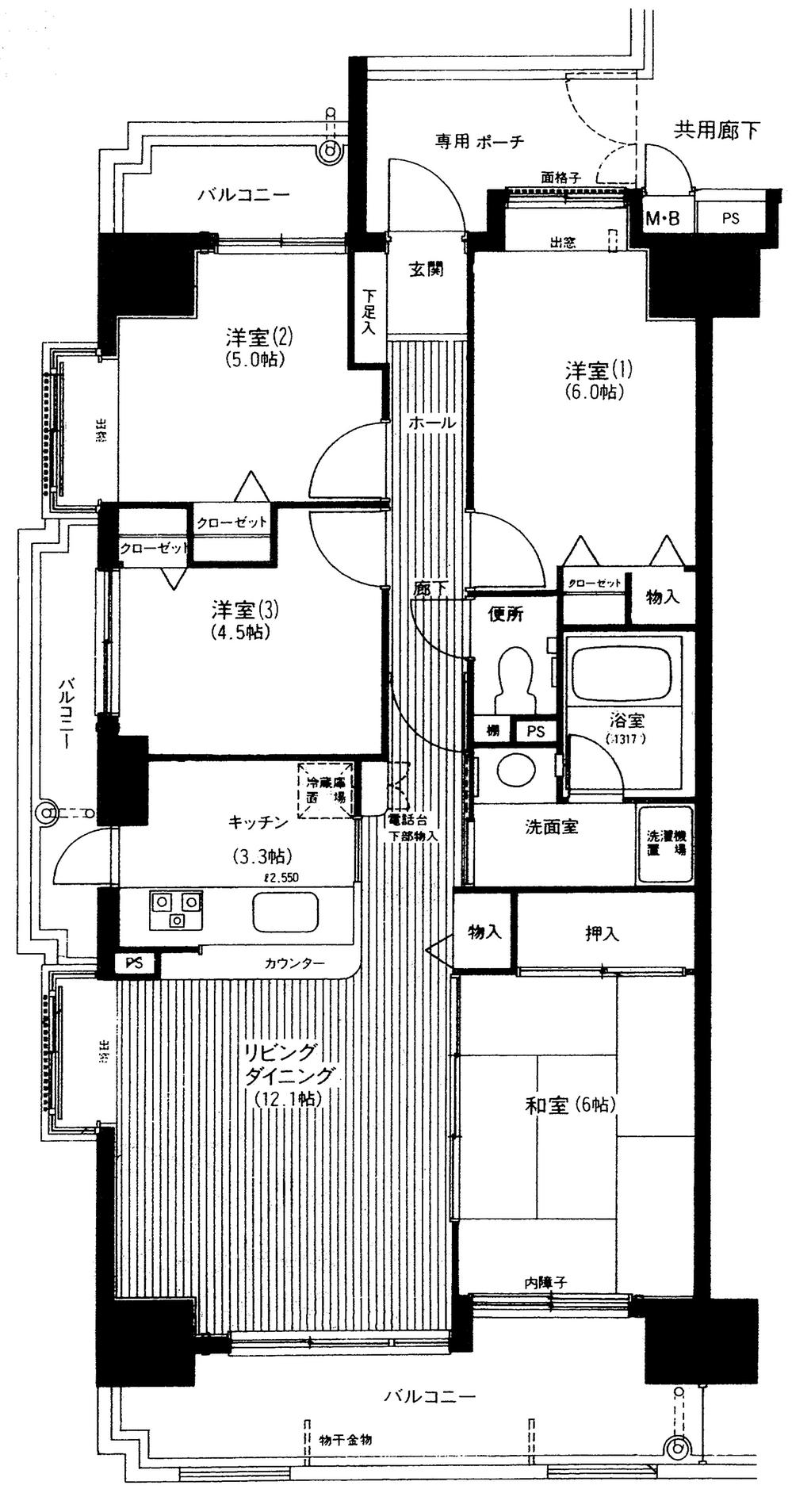 Floor plan. 4LDK, Price 14.5 million yen, Occupied area 77.57 sq m , Balcony area 17.51 ​​sq m