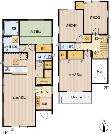 Floor plan. 26,800,000 yen, 4LDK, Land area 125.05 sq m , Building area 107.64 sq m