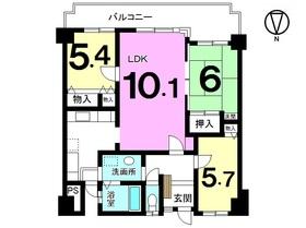 Floor plan. 3LDK, Price 6.95 million yen, Occupied area 64.01 sq m , Balcony area 12.04 sq m