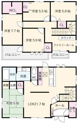 Floor plan. 29,800,000 yen, 5LDK + S (storeroom), Land area 271.09 sq m , Building area 138.55 sq m