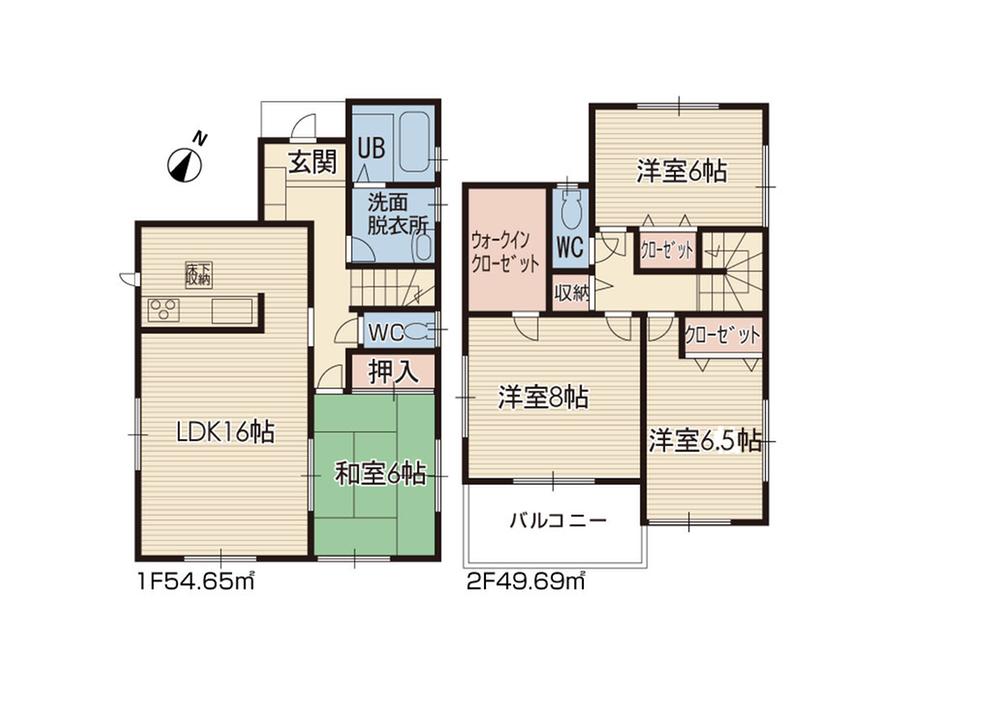 Floor plan. (1 Building), Price 29,800,000 yen, 4LDK, Land area 144.33 sq m , Building area 104.34 sq m