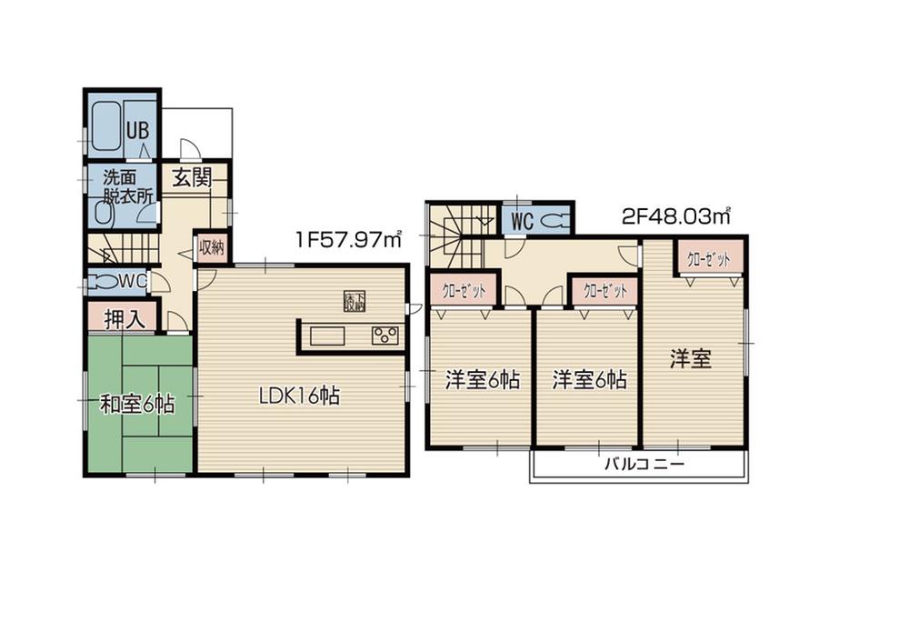 Floor plan. (3 Building), Price 28.8 million yen, 4LDK, Land area 146.9 sq m , Building area 106 sq m