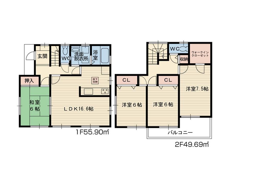 Floor plan. (5 Building), Price 29,800,000 yen, 4LDK, Land area 164.27 sq m , Building area 105.59 sq m