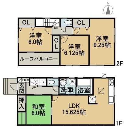 Floor plan. 19.9 million yen, 4LDK, Land area 120.94 sq m , Is a floor plan of the building area 98.55 sq m 1 Building. 