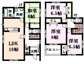 Floor plan. 21 million yen, 4LDK, Land area 265.15 sq m , Building area 106 sq m
