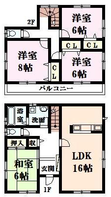 Floor plan. 22,800,000 yen, 4LDK, Land area 276.54 sq m , Building area 104.34 sq m