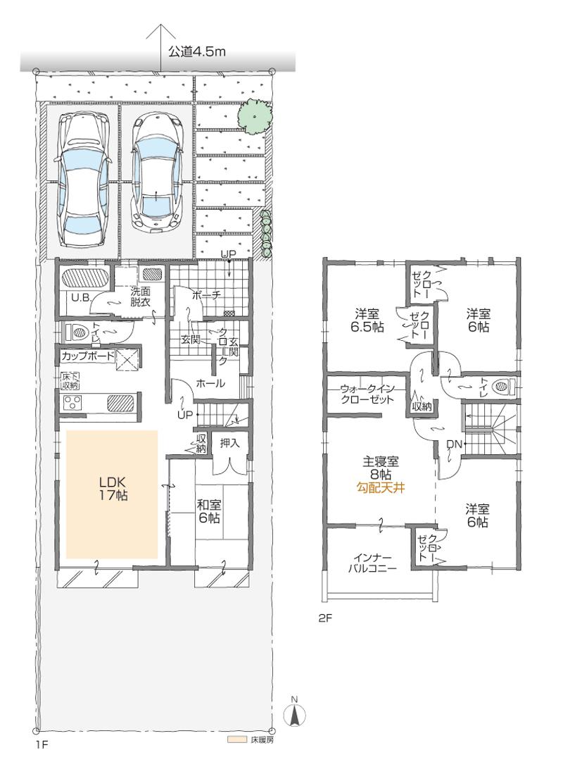 Floor plan. (E Building), Price 35,800,000 yen, 5LDK+2S, Land area 168.48 sq m , Building area 120.27 sq m
