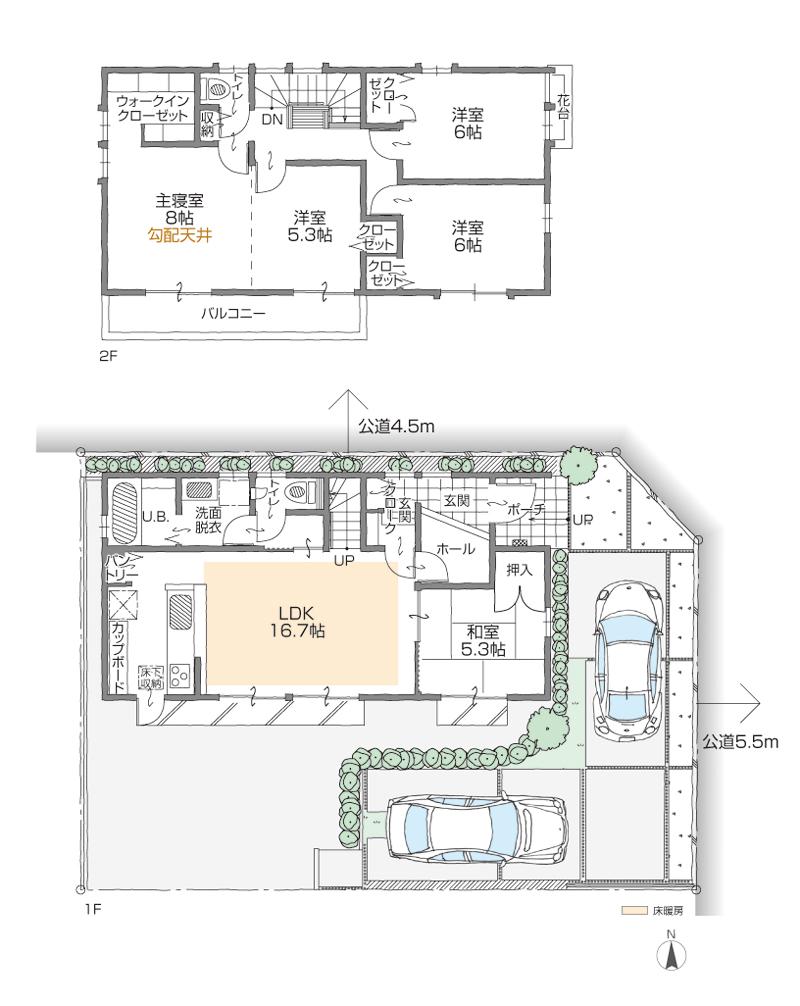 Floor plan. (F Building), Price 38,500,000 yen, 5LDK+2S, Land area 163.14 sq m , Building area 116.77 sq m