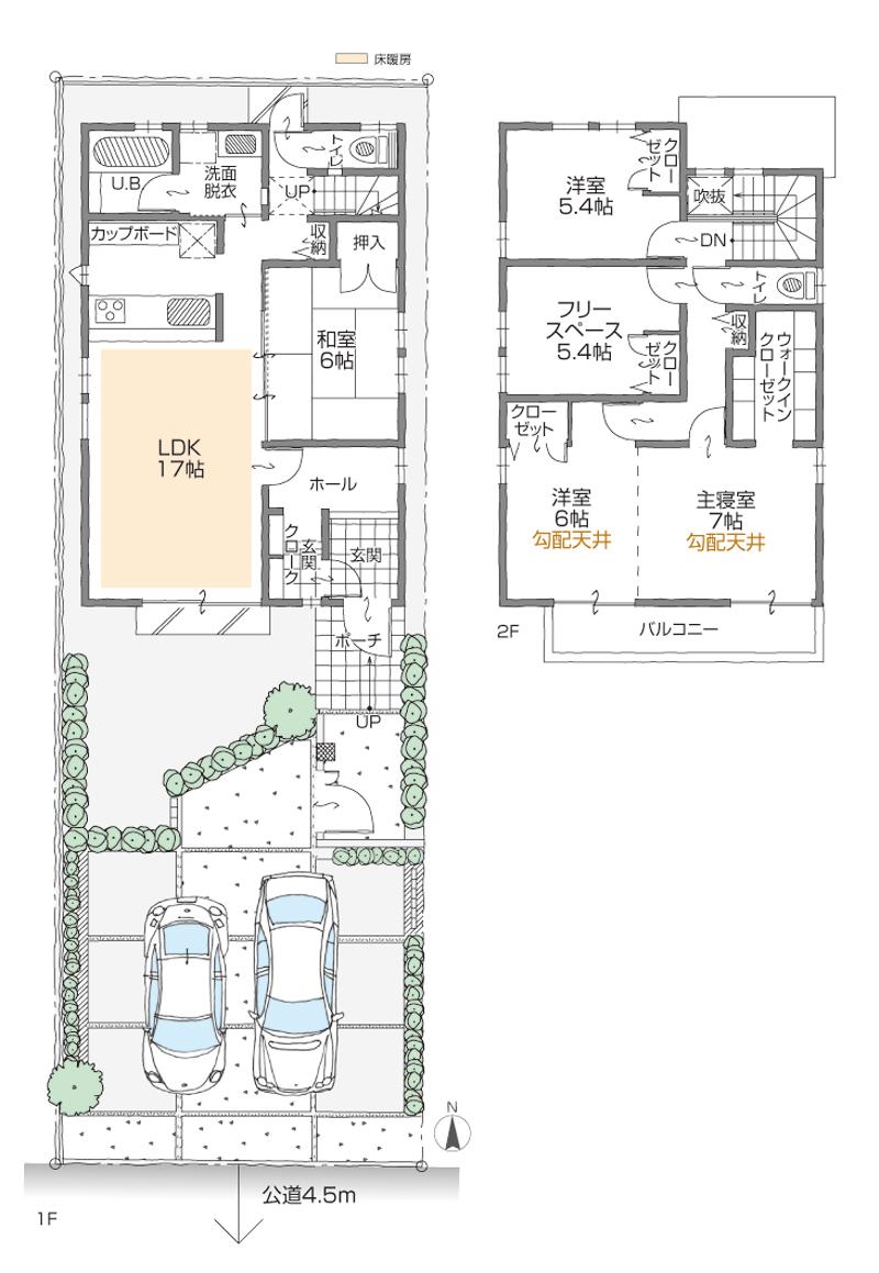 Floor plan. (N Building), Price 39,900,000 yen, 4LDK+3S, Land area 162.77 sq m , Building area 118.36 sq m