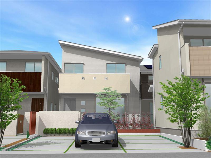 Rendering (appearance). J Togaikan image Bright house adjacent to the south side road! We secure a space for put two bicycle. Consideration to housework flow line summary of the water around in a compact. 