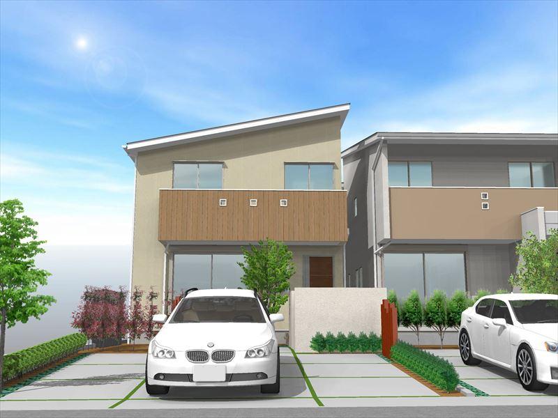 Rendering (appearance). N Togaikan image 5LDK plan with a Japanese-style room adjacent to the LD! Also available as a two-family!  Second floor of the south side of the room is bright and airy living room with a gradient ceiling. 