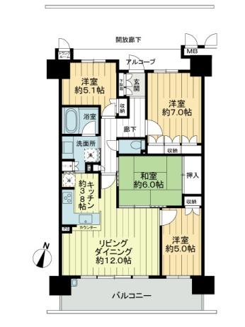 Floor plan. 4LDK, Price 27,800,000 yen, Occupied area 85.73 sq m , Balcony area 15.2 sq m