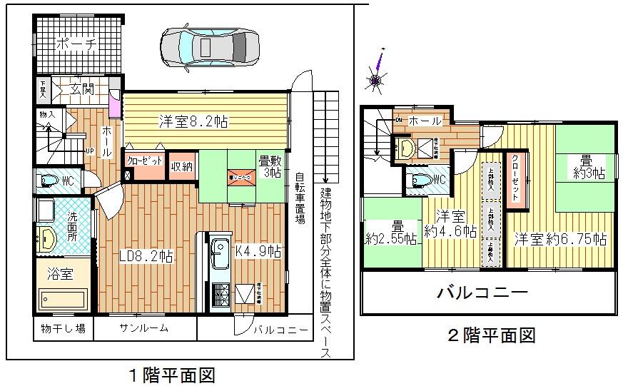 Floor plan. 14.8 million yen, 3LDK, Land area 129.74 sq m , Building area 90.46 sq m all room 6 quires more, All room pair glass room has very carefully used.