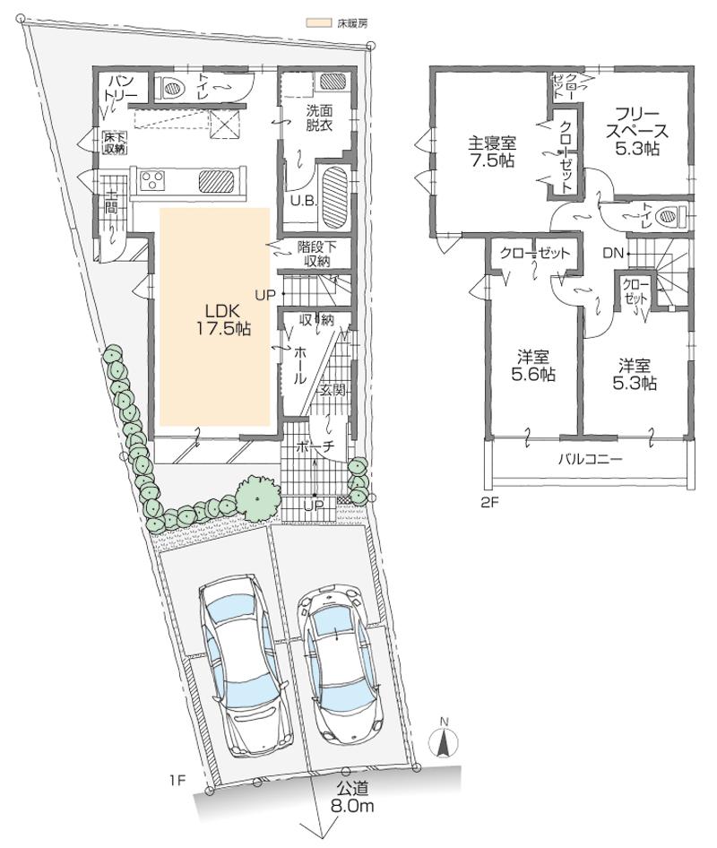 Floor plan. (B Building), Price 35,800,000 yen, 3LDK+S, Land area 120.93 sq m , Building area 101.45 sq m