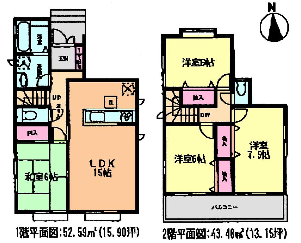Floor plan. (Building 2), Price 28,900,000 yen, 4LDK, Land area 114.52 sq m , Building area 96.07 sq m