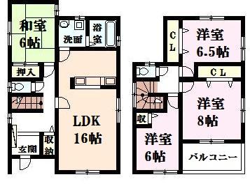 Floor plan. 22,800,000 yen, 4LDK, Land area 223.36 sq m , Building area 104.34 sq m