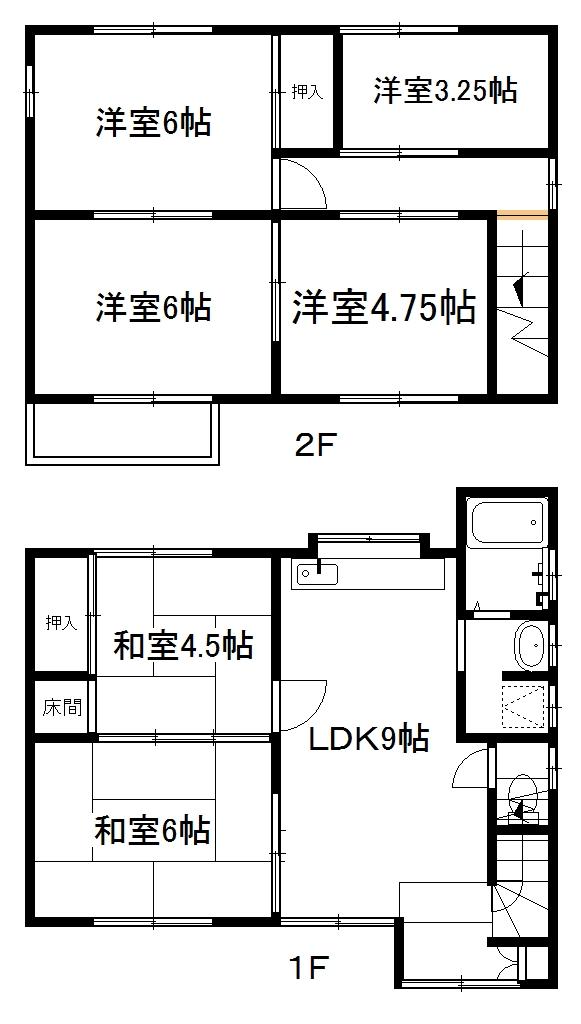 Floor plan. 9.8 million yen, 5LDK + S (storeroom), Land area 92.19 sq m , Building area 86.85 sq m