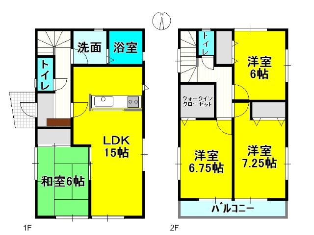 Floor plan. (3 Building), Price 29,900,000 yen, 4LDK, Land area 122.36 sq m , Building area 96.89 sq m