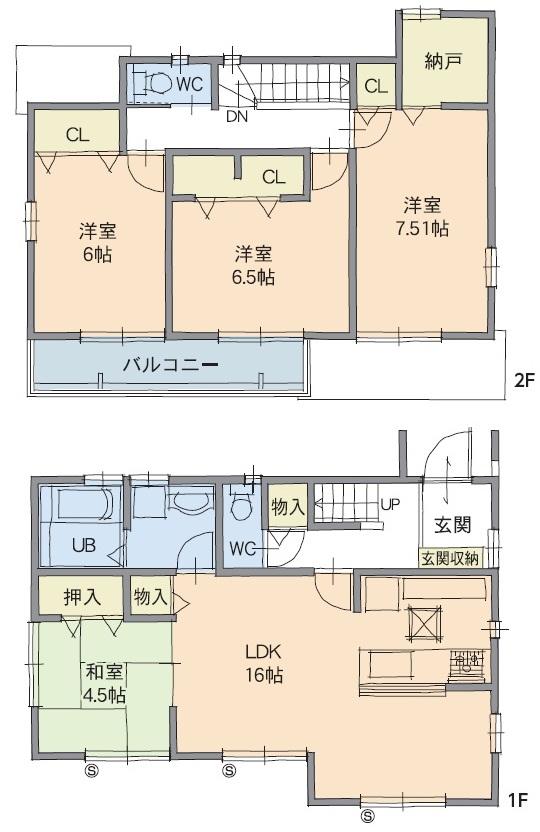 Floor plan. (B House), Price 28.8 million yen, 4LDK+S, Land area 199.31 sq m , Building area 102.69 sq m