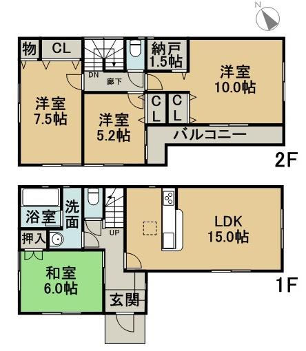 Floor plan. 17 million yen, 4LDK, Land area 150.12 sq m , Is a floor plan of the building area 100.03 sq m 2 Building