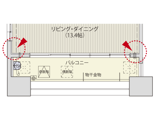 Building structure.  [Out Paul design] When you place the furniture and audio, So as not to be a bad space, Wide design of the non-dead space that eliminates the ledge of the room. Except for the wide space that is available to every nook and corner realize (part. Conceptual diagram)
