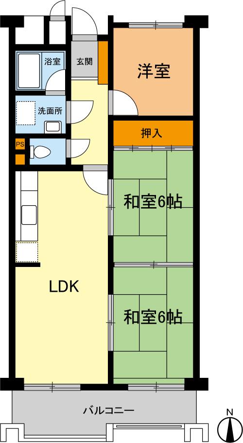 Floor plan. 3LDK, Price 4.5 million yen, Occupied area 60.14 sq m