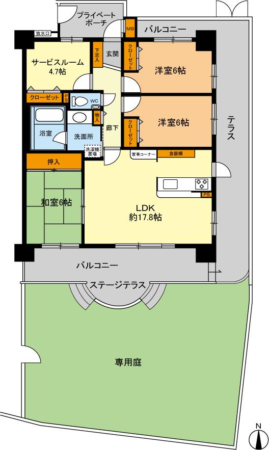 Floor plan. 3LDK + S (storeroom), Price 11.8 million yen, Occupied area 85.26 sq m , Balcony area 19.59 sq m