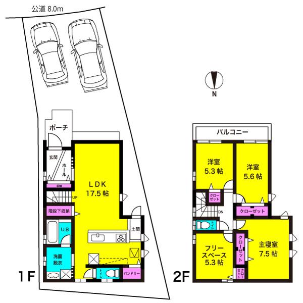 Floor plan. 35,800,000 yen, 3LDK + S (storeroom), Land area 120.93 sq m , Building area 101.45 sq m